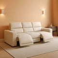 Beige Leather Modular Sectional